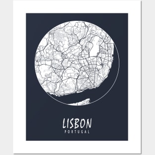 Lisbon, Portugal City Map - Full Moon Posters and Art